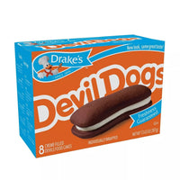 Right side view of one box of Drake's Devil Dogs