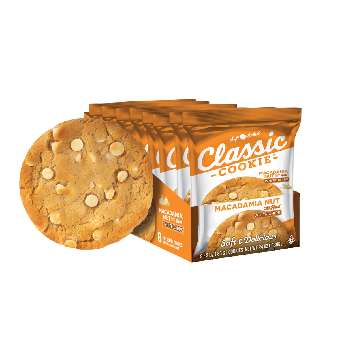 Classic Cookie Soft Baked Macadamia Nut Cookies made with Hershey's® White Chocolate Chips, 2 Boxes, 16 Individually Wrapped Cookies (Individual)