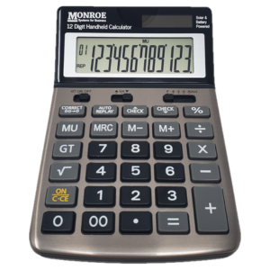 Monroe Handheld 12-Digit Calculator With Check And Correct Functionality