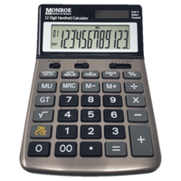 Monroe Handheld 12-Digit Calculator With Check And Correct Functionality