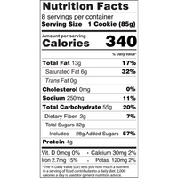 Nutrition facts for Classic Cookie 3 oz soft-baked chocolate chip cookie
