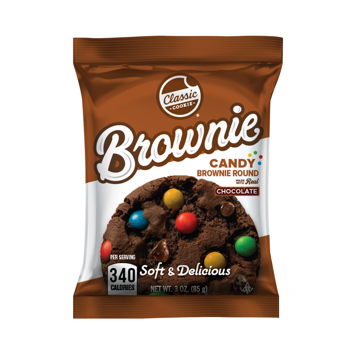 Classic Cookie Soft Baked Brownie Rounds made with Chocolate Candies