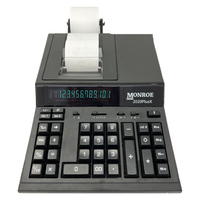 Monroe 2020PlusX Bundle - Includes (1) 2020PlusX Medium-Duty Printing Calculator with a Foam Elevation Wedge, (6) M33X Ribbon Cartridges, and (12) Premium Paper Rolls (Black Calculator Only)