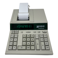 Monroe 2020PlusX Bundle - Includes (1) 2020PlusX Medium-Duty Printing Calculator with a Foam Elevation Wedge, (6) M33X Ribbon Cartridges, and (12) Premium Paper Rolls (Ivory Calculator Only)