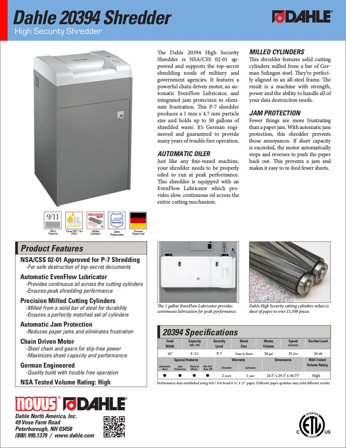Dahle 20394 High Security Paper Shredder, Extreme Cross Cut