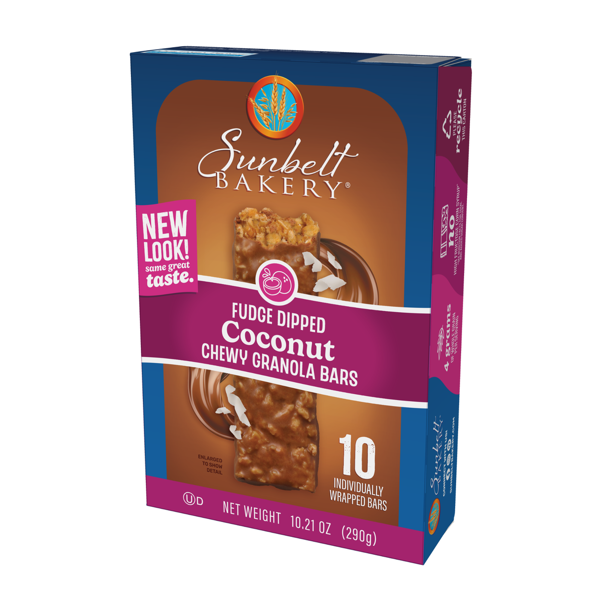Sunbelt Bakery Fudge Dipped Coconut Chewy Granola Bars (Left View)