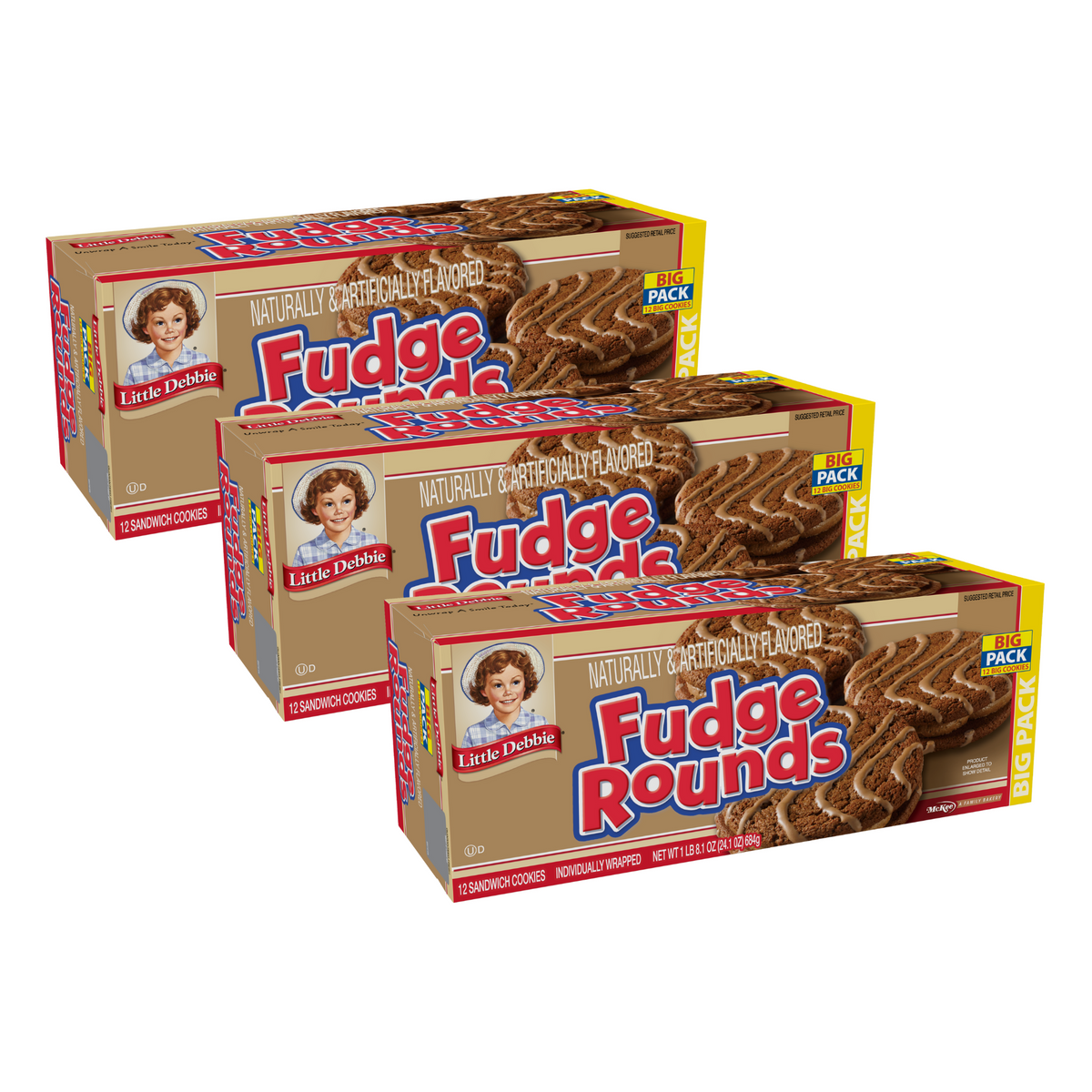 Little Debbie Fudge Rounds Big Pack, 3 Box Bundle