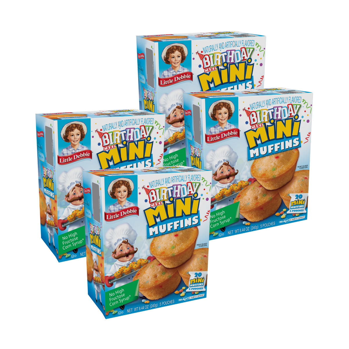 Little Debbie Birthday Cake Mini Muffins, 4 Box Bundle