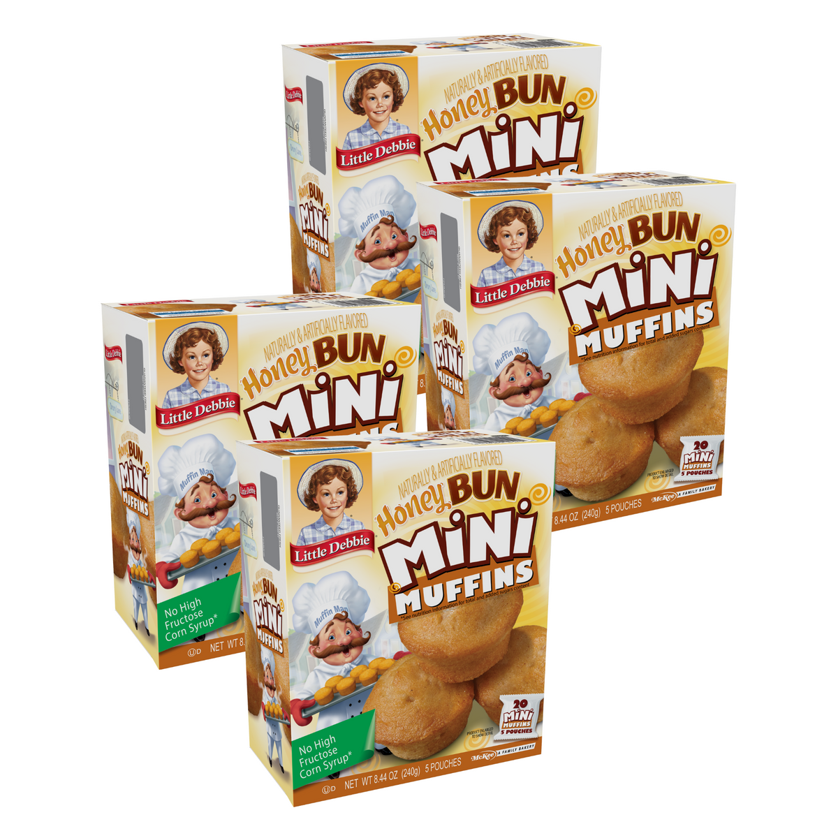Little Debbie Honey Bun Mini Muffins, 4 Box Bundle