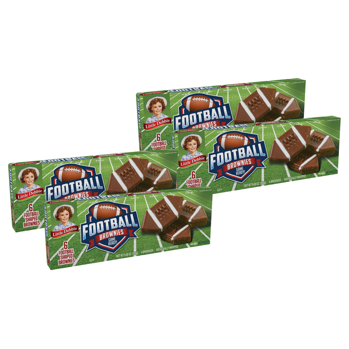 Little Debbie Football Brownies, 4 Boxes – 24 Individually Wrapped Fudge Brownies