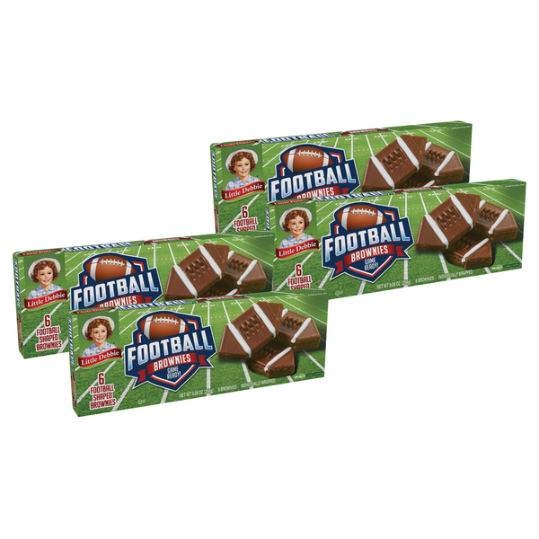 Little Debbie Football Brownies, 4 Boxes – 24 Individually Wrapped Fudge Brownies