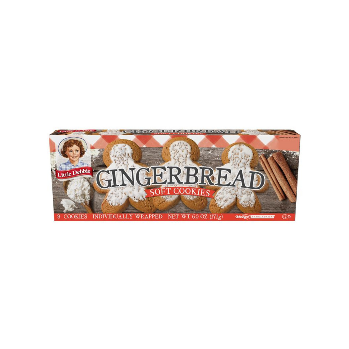 Little Debbie Gingerbread Soft Cookies, 4 Boxes – 32 Individually Wrapped Iced Cookies