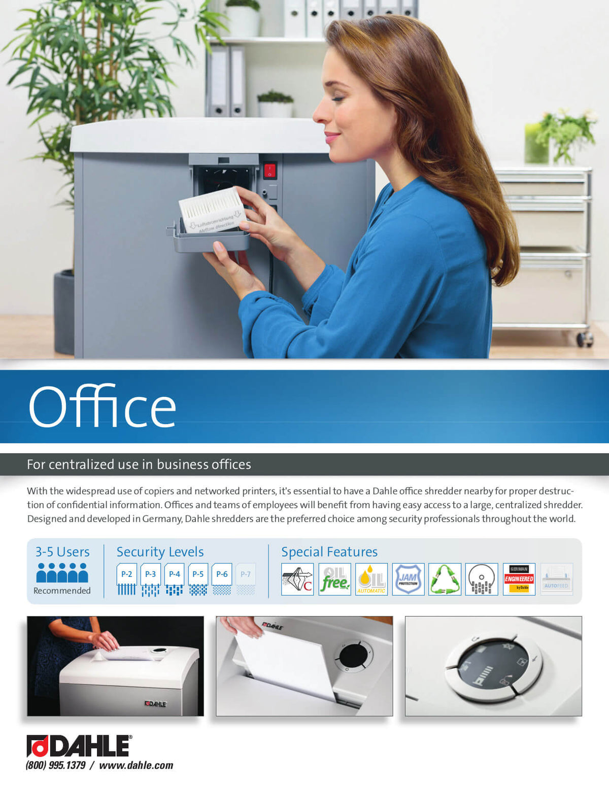 Dahle 50410 Oil-Free Paper Shredder, Office
