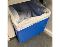 Heavy-duty 28-gallon waste bin on casters