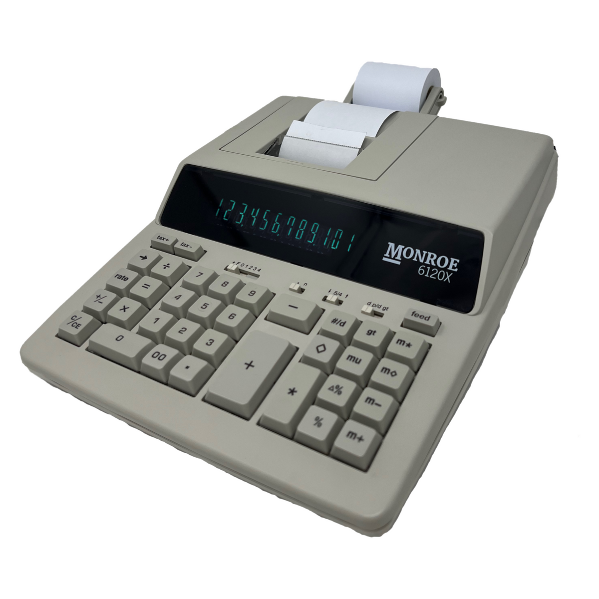 Monroe 6120X 12-Digit Entry-Level Accounting Desktop Printing Calculator (Ivory) (Tilted View)