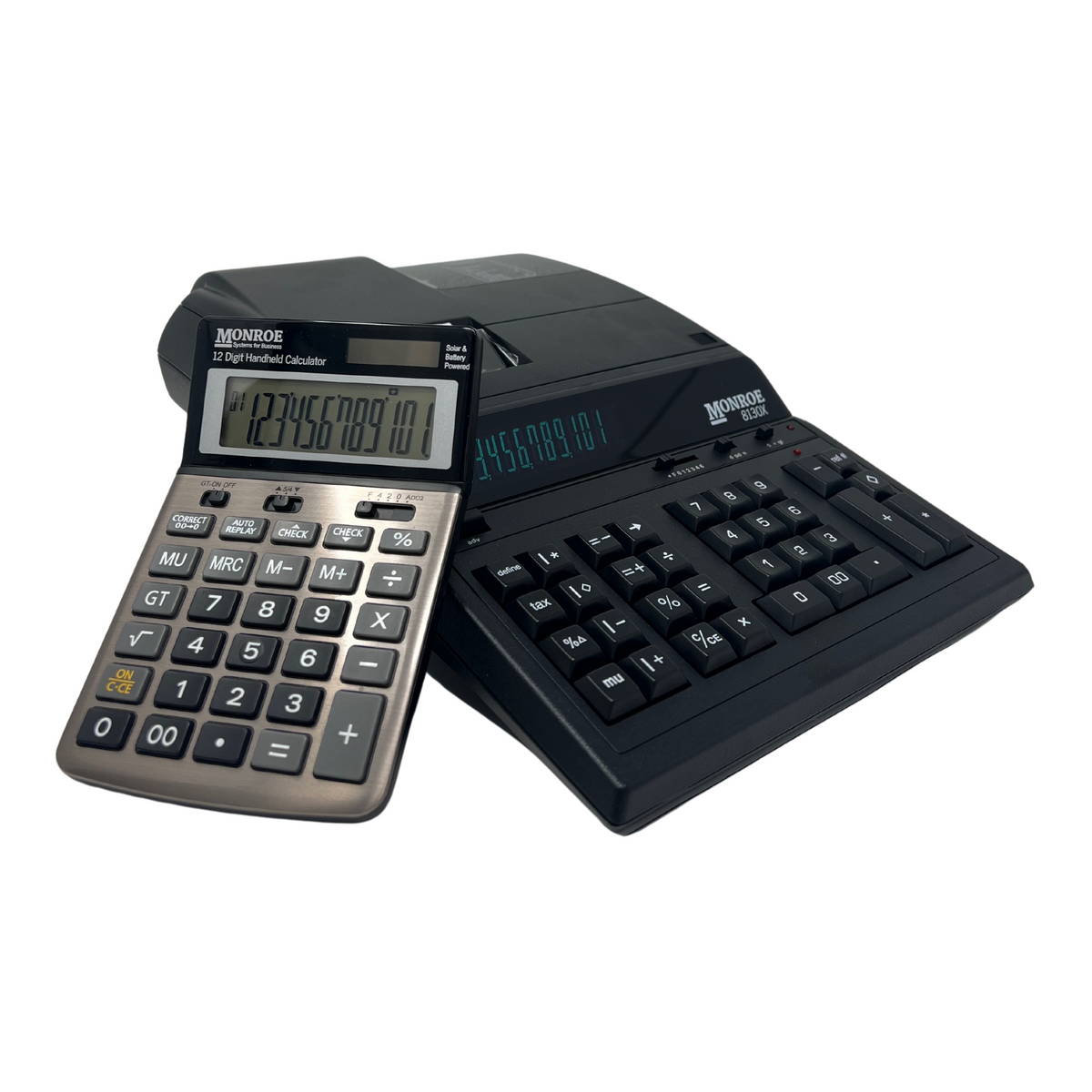 Monroe 8130X 12-Digit Basic Function Heavy-Duty Accounting Printing Calculator (Black) (with Handheld)