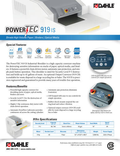 Dahle 919 IS Conveyor Shredder (DH919 IS)
