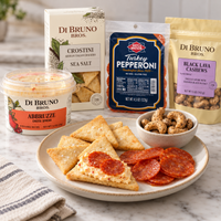 Abbruzze cheese spread served with crostini, turkey pepperoni and cashews.