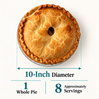 Brown’s Market 10-inch Crispy Apple Pie size guide showing one whole pie and approximately eight servings