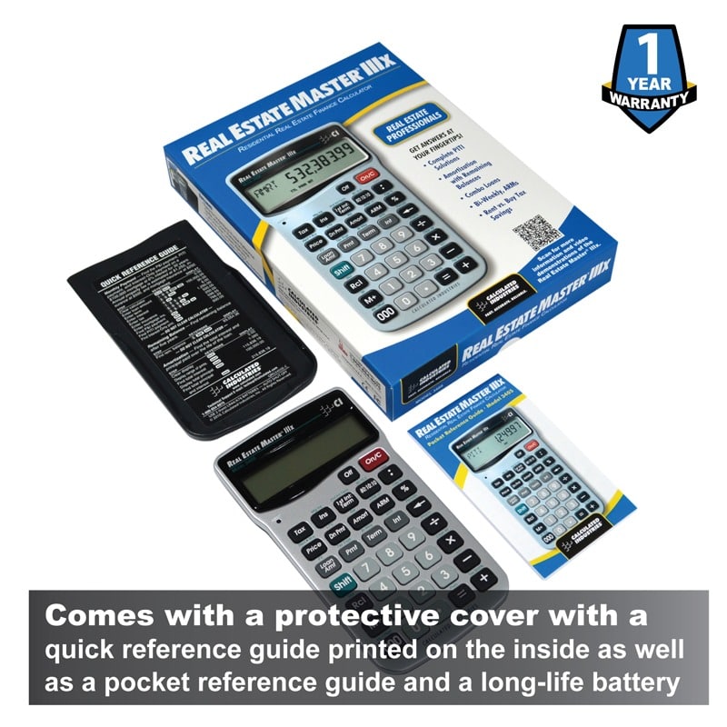 Comes with a protective cover with a quick reference guide printed on the inside as well as a pocket reference guide and a long-life battery