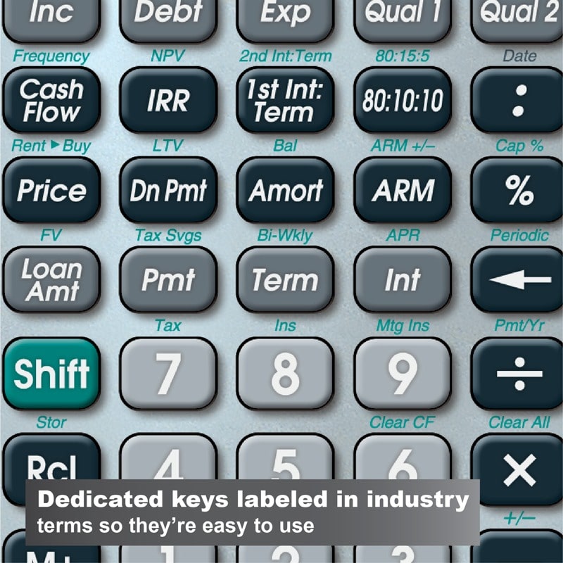 Dedicated keys labeled in industry terms so they're easy to use
