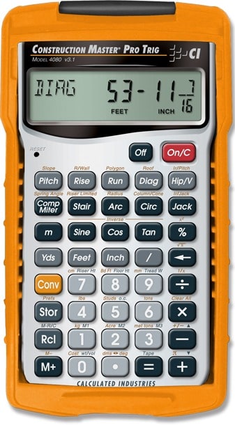 Front face of Calculated Industries Construction Pro Trig calculator