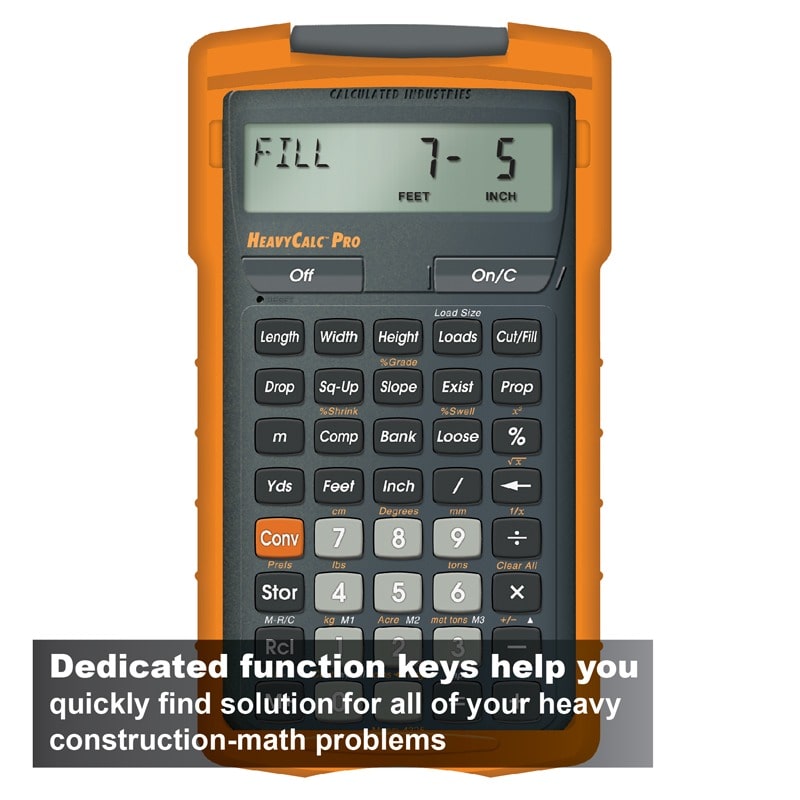 Dedicated function keys help you quickly find solution for all of your heavy construction-math problems