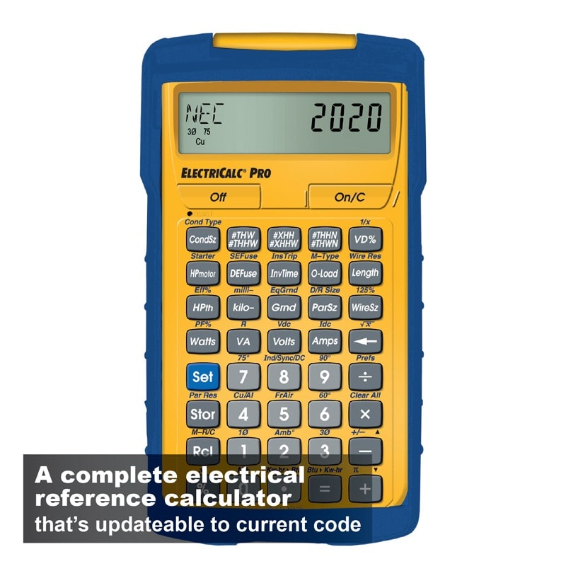 A complete electrical reference calculator that's updateable to current code
