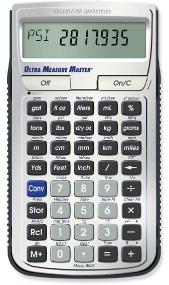 Front face of the Ultra Measure Master Calculator