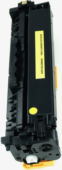 This is the left side view of the Canon 118 yellow replacement laserjet toner cartridge by NXT Premium toner