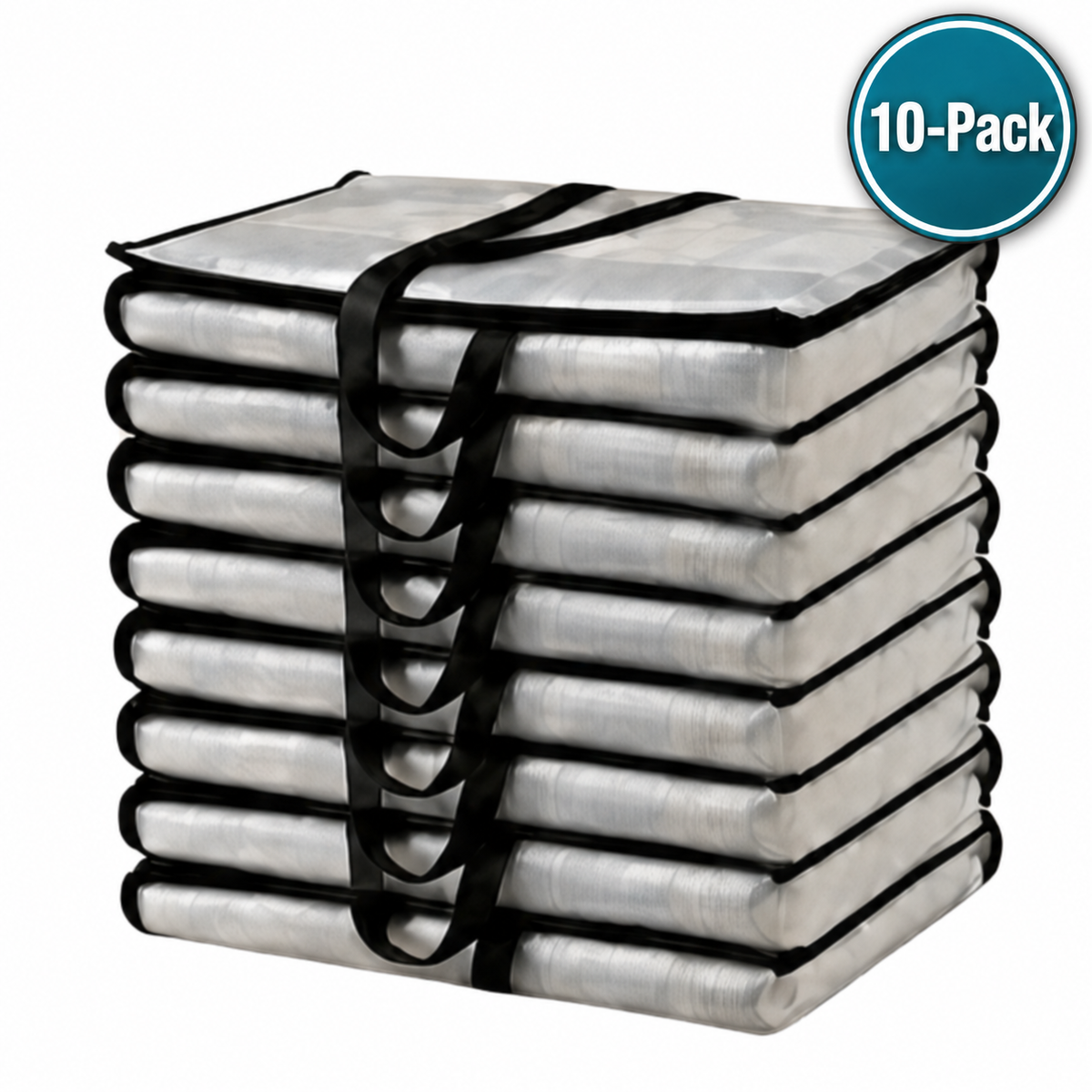 LiftEZ Heavy Duty Semi-Transparent Moving Bags, 23-Gallon Reusable Storage Totes with Reinforced Handles & #5 Metal Zippers, Water-Resistant, 75 lb Capacity, 4 Pack