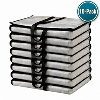 LiftEZ Heavy Duty Semi-Transparent Moving Bags, 23-Gallon Reusable Storage Totes with Reinforced Handles & #5 Metal Zippers, Water-Resistant, 75 lb Capacity, 4 Pack