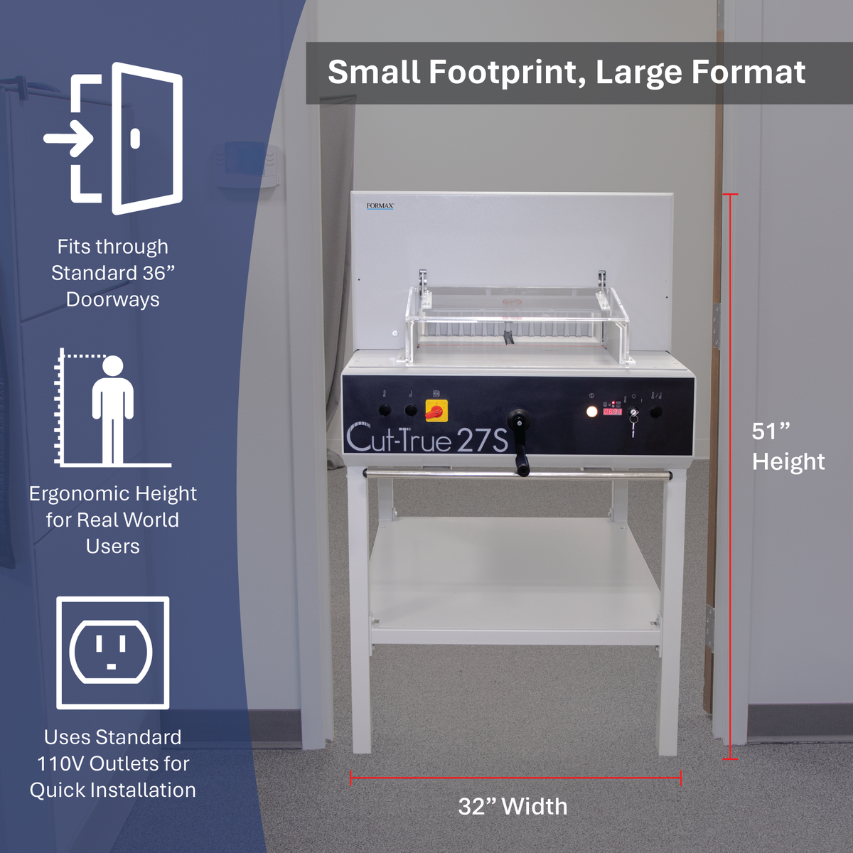 Cut-True 27S Semi-Automatic Guillotine Cutter (Small Footprint, Large Format)