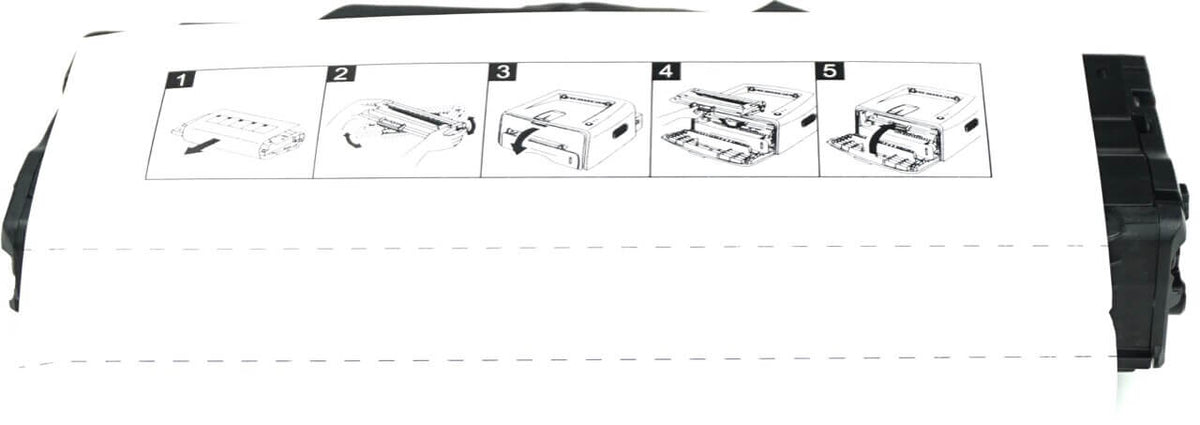 This is the back view of the Dell 7H53W black replacement laserjet toner cartridge by NXT Premium toner