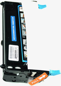 This is the right side view of the Dell PF029 cyan replacement laserjet toner cartridge by NXT Premium toner