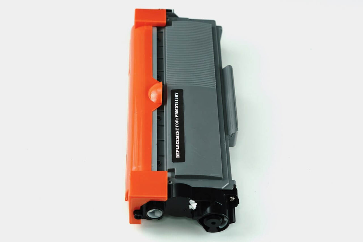 This is the side view of the Dell P7RMX replacement laserjet toner cartridge by NXT Premium toner