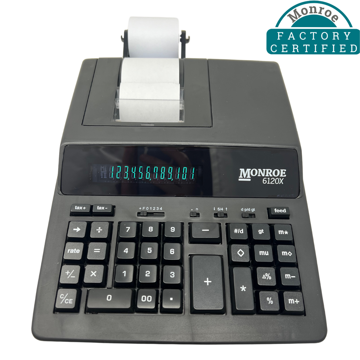 Factory Certified Monroe 6120X 12-Digit Entry-Level Accounting Desktop Printing Calculator (Black)