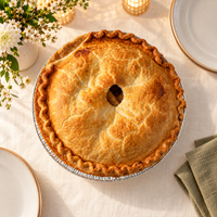 Whole Brown’s Market Crispy Apple Pie as the centerpiece of a simple celebratory dessert table