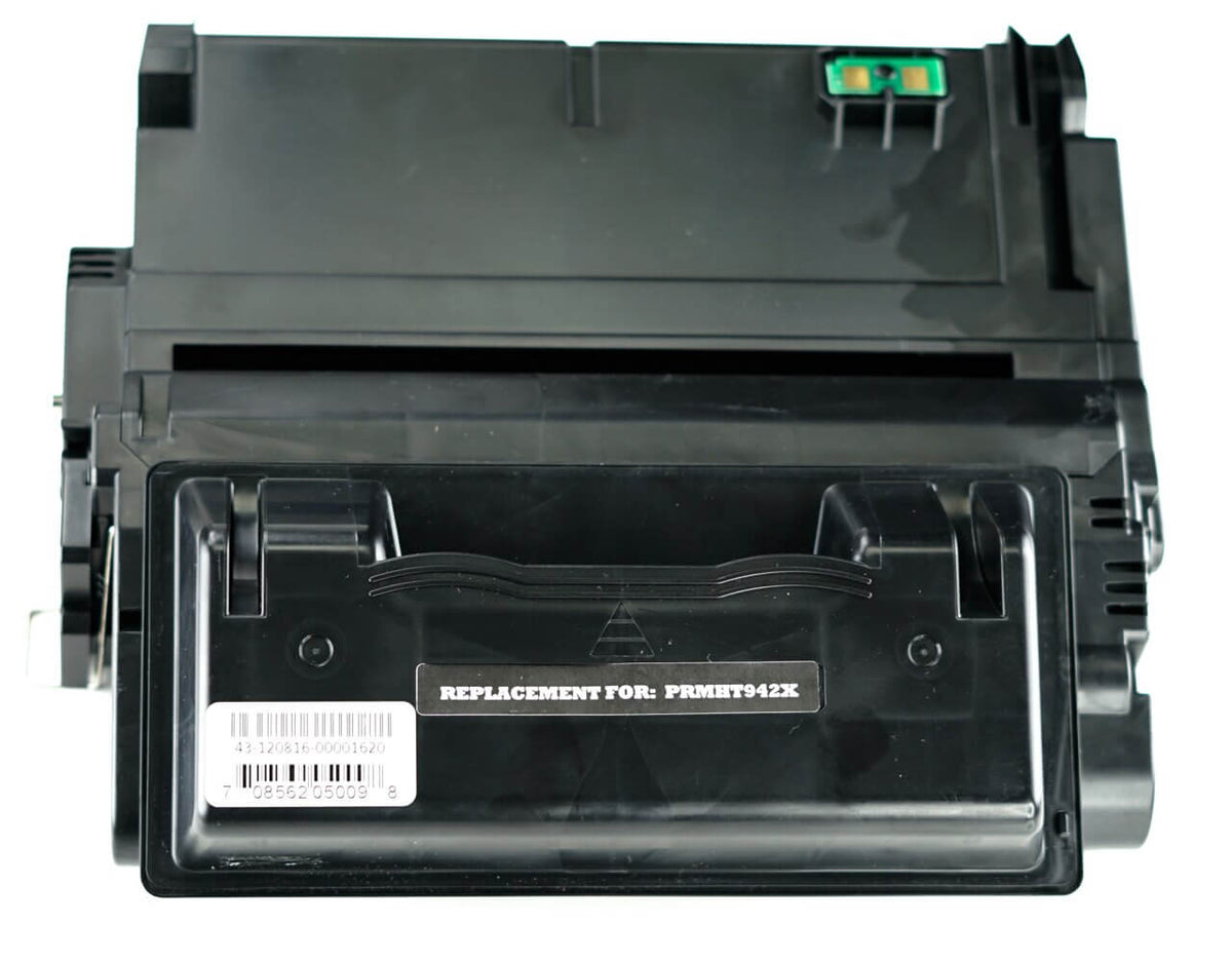 This is the front view of the Hewlett Packard 42X black replacement laserjet toner cartridge by NXT Premium toner