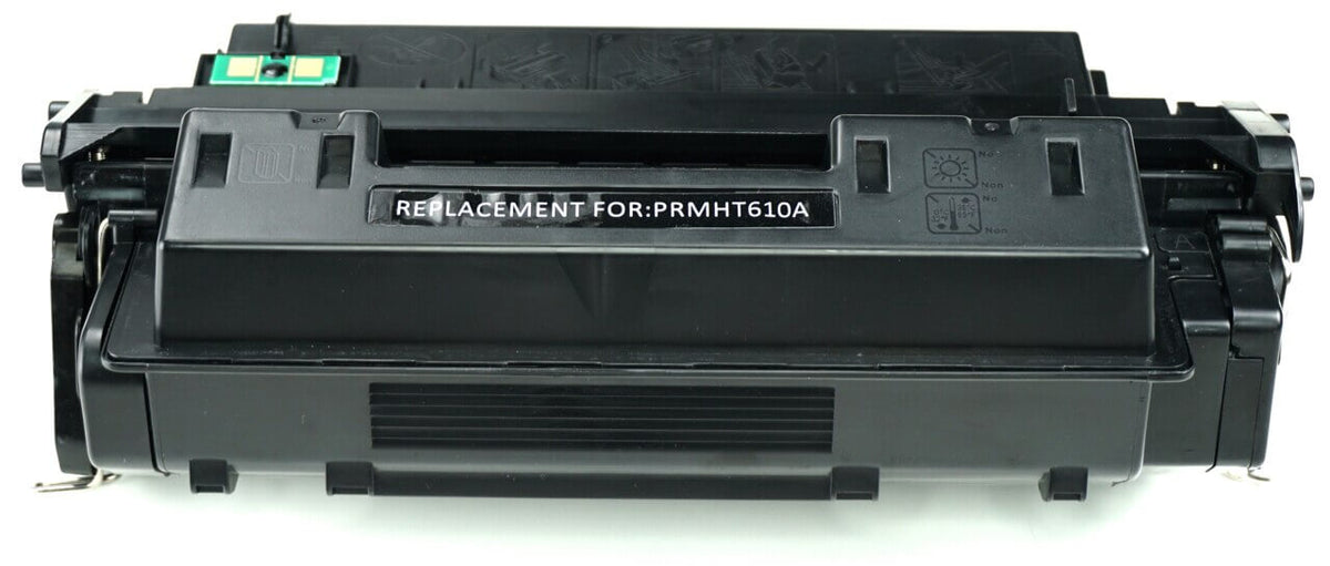 This is the front view of the Hewlett Packard 10A black replacement laserjet toner cartridge by NXT Premium toner