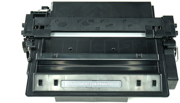 This is the front view of the Hewlett Packard 11X black replacement laserjet toner cartridge by NXT Premium toner