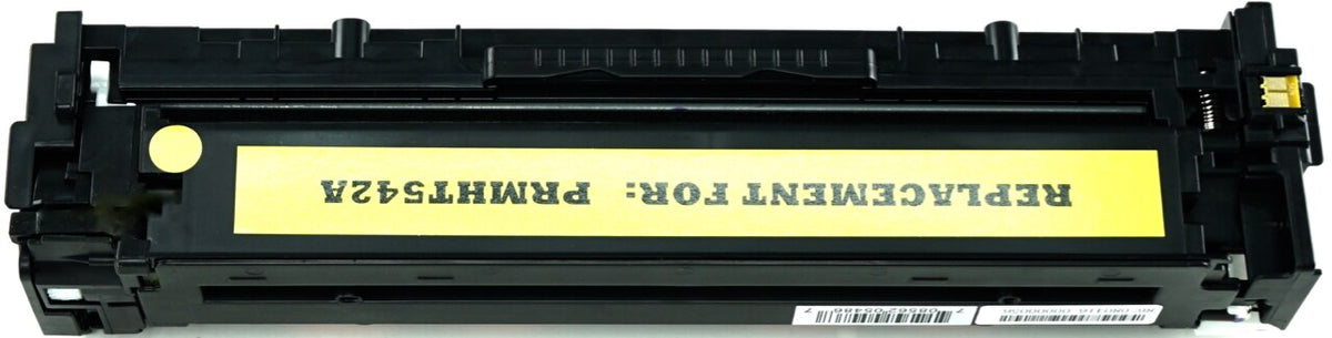 This is the back view of the Hewlett Packard 125A yellow replacement laserjet toner cartridge by NXT Premium toner
