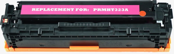 This is the front view of the Hewlett Packard 128A magenta replacement laserjet toner cartridge by NXT Premium toner