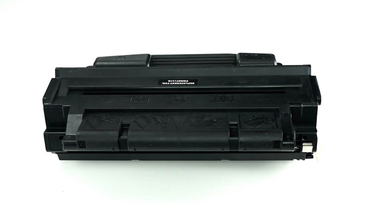 This is the back view of the Hewlett Packard 27X black replacement laserjet toner cartridge by NXT Premium toner