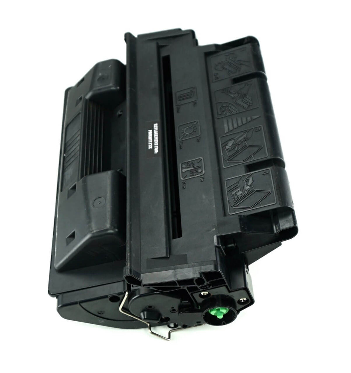 This is the second side view of the Hewlett Packard 27X black replacement laserjet toner cartridge by NXT Premium toner