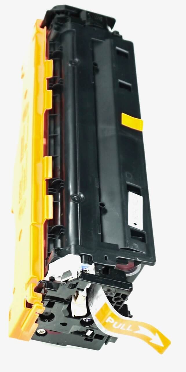 This is the side view of the Hewlett Packard 304A magenta replacement laserjet toner cartridge by NXT Premium toner