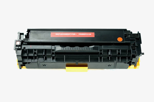 This is the front view of the Hewlett Packard 305A Magenta replacement laserjet toner cartridge by NXT Premium toner