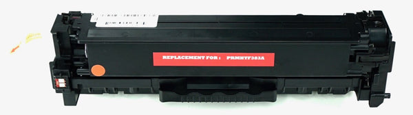 This is the front view of the Hewlett Packard 312A magenta replacement laserjet toner cartridge by NXT Premium toner