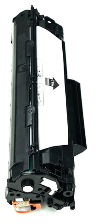 This is the second side view of the Hewlett Packard 36A black replacement laserjet toner cartridge by NXT Premium toner