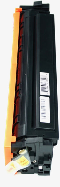 This is the right side view of the Hewlett Packard 410A yellow replacement laserjet toner cartridge by NXT Premium toner